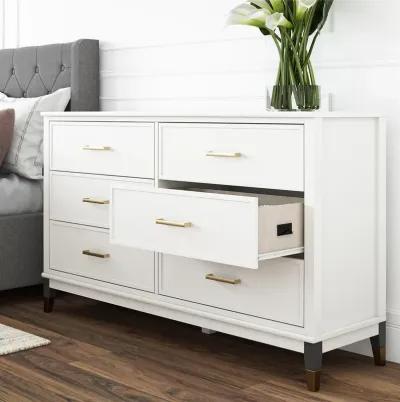 Westerleigh 6 Drawer Dresser with Gold Knobs