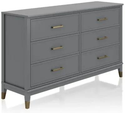 Westerleigh 6 Drawer Dresser with Gold Knobs