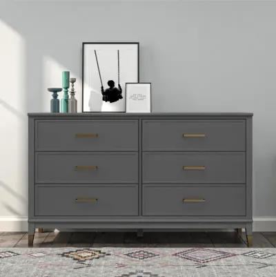 Westerleigh 6 Drawer Dresser with Gold Knobs