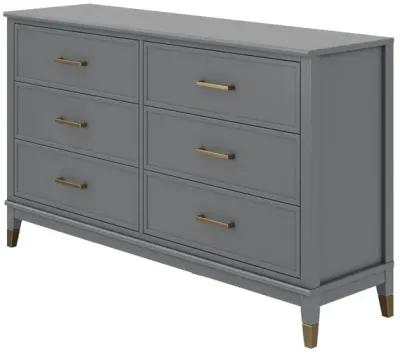 Westerleigh 6 Drawer Dresser with Gold Knobs