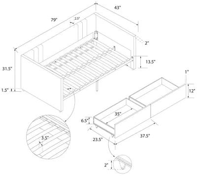 Wynn Upholstered Daybed with Storage Drawers