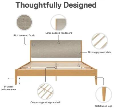 Dacin  Wood and Upholstered Platform Bed