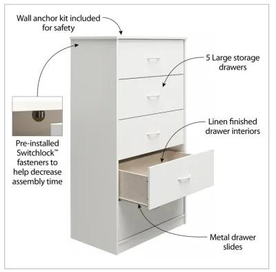 Rory Tall 5 Drawer Dresser