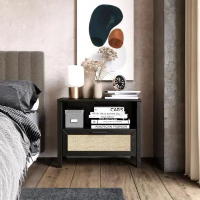 Amberly Rattan 1 Drawer Nightstand