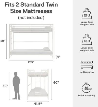 Darren Easy Assembly Kids Metal Bunk Bed