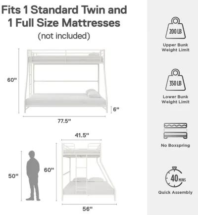 Darren Easy Assembly Kids Metal Bunk Bed