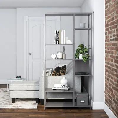 Shadwick Metal Bookcase with Six Variating-Sized Shelves