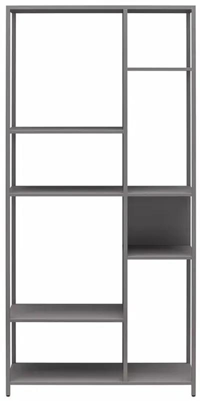 Shadwick Metal Bookcase with Six Variating-Sized Shelves