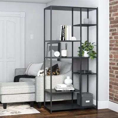 Shadwick Metal Bookcase with Six Variating-Sized Shelves