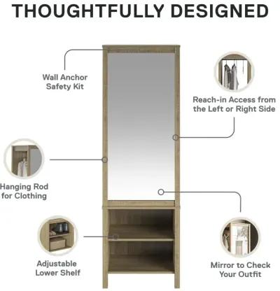 Amberly Wardrobe with Mirror, Clothing Bar and 3 Shelves