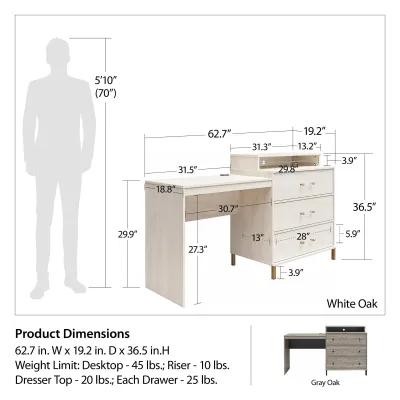 Kalissa Dresser Desk Combo with Wireless Charger