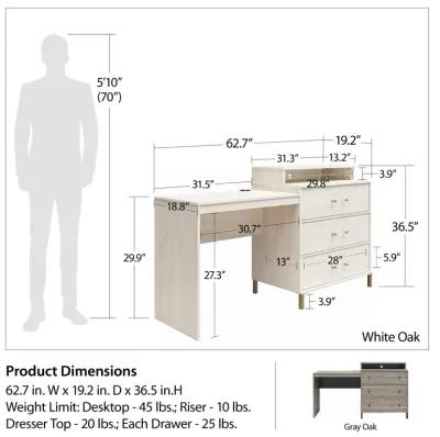 Kalissa Dresser Desk Combo with Wireless Charger