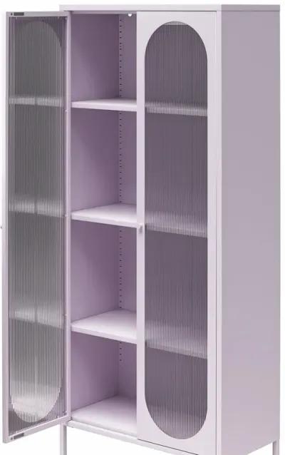 Luna Tall 2 Door Accent Cabinet with Fluted Glass