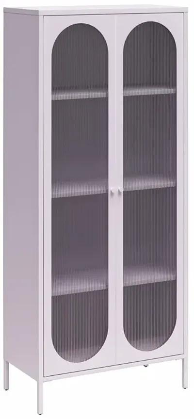 Luna Tall 2 Door Accent Cabinet with Fluted Glass