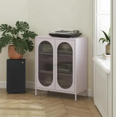 Luna Short 2 Door Accent Cabinet with Fluted Glass