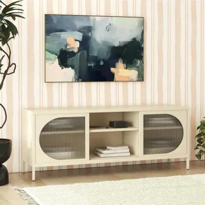 Luna Metal TV Stand with Fluted Glass for 65" TVs