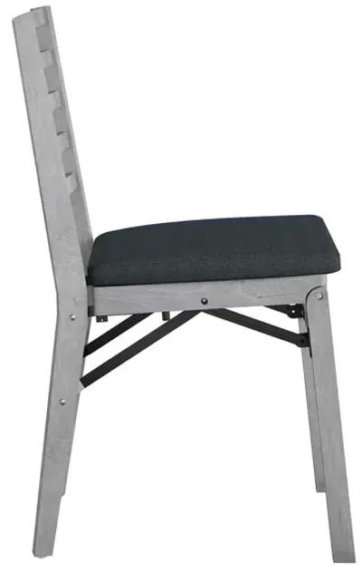 Contoured Back Wood Folding Chair with Fabric Seat, Set of 2