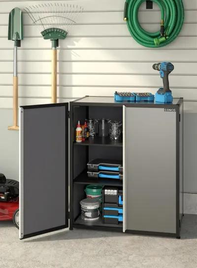 Freestanding Aluminum Garage Cabinet, Black and Gray