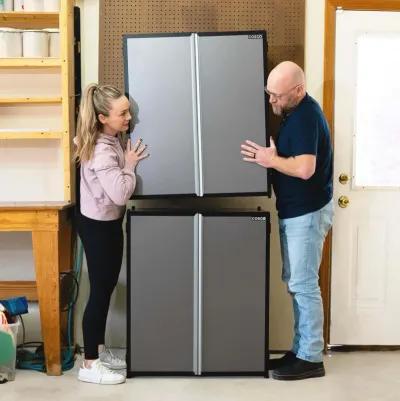 Freestanding Aluminum Garage Cabinet, Black and Gray