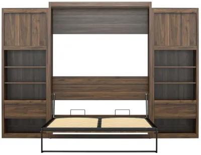 Paramount Murphy Bed with 2 Bedside Bookcase Cabinets & Slide-Out Nightstands