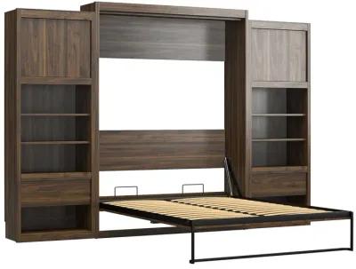 Paramount Murphy Bed with 2 Bedside Bookcase Cabinets & Slide-Out Nightstands