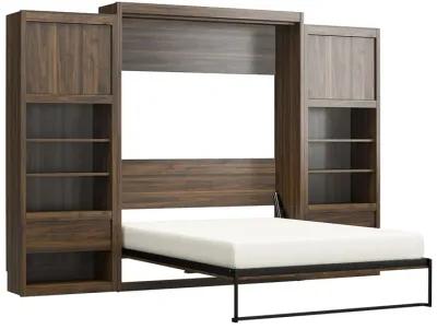 Paramount Murphy Bed with 2 Bedside Bookcase Cabinets & Slide-Out Nightstands