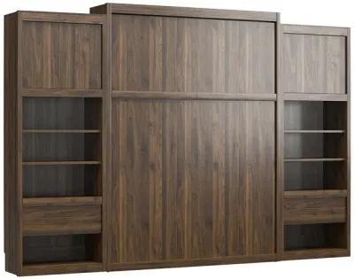 Paramount Murphy Bed with 2 Bedside Bookcase Cabinets & Slide-Out Nightstands