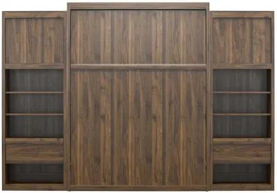 Paramount Murphy Bed with 2 Bedside Bookcase Cabinets & Slide-Out Nightstands