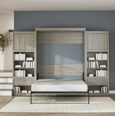 Paramount Murphy Bed with 2 Bedside Bookcase Cabinets & Slide-Out Nightstands