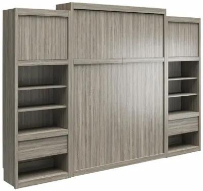 Paramount Murphy Bed with 2 Bedside Bookcase Cabinets & Slide-Out Nightstands