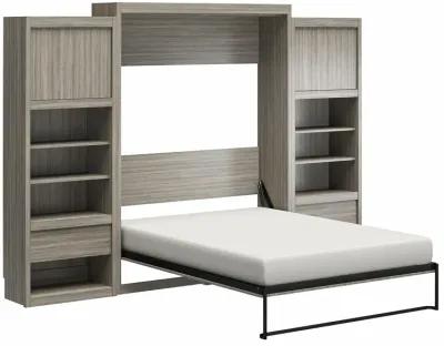 Paramount Murphy Bed with 2 Bedside Bookcase Cabinets & Slide-Out Nightstands