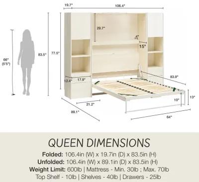 Greenwich Murphy Bed with 2 Wardrobe Side Cabinets