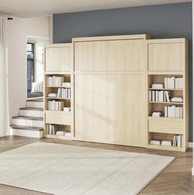 Paramount Murphy Bed with 2 Bedside Bookcase Cabinets & Slide-Out Nightstands