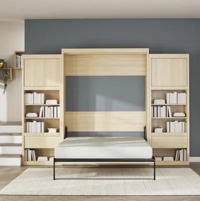 Paramount Murphy Bed with 2 Bedside Bookcase Cabinets & Slide-Out Nightstands