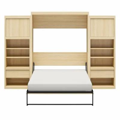 Paramount Murphy Bed with 2 Bedside Bookcase Cabinets & Slide-Out Nightstands