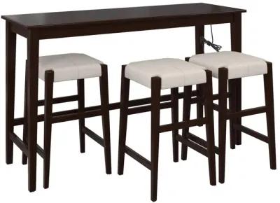 Dallon Sofa Table with 3 Stools and USB Charger