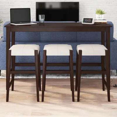 Dallon Sofa Table with 3 Stools and USB Charger