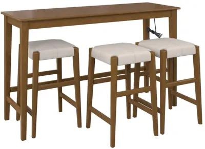 Dallon Sofa Table with 3 Stools and USB Charger