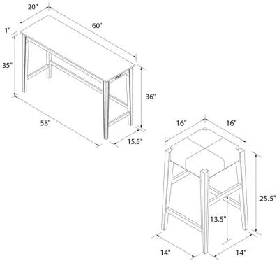 Dallon Sofa Table with 3 Stools and USB Charger