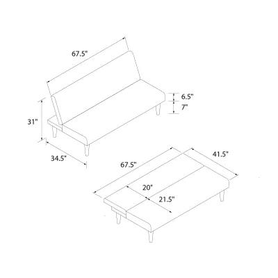 Kelra Armless Mid-Century Futon Sofa Bed