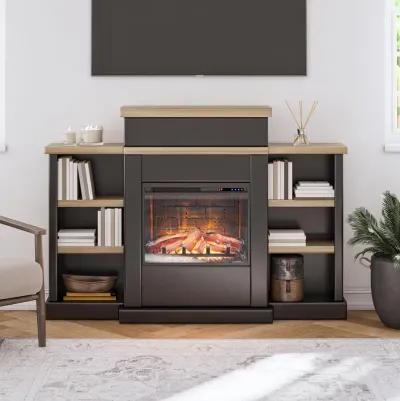 Gateswood Electric Fireplace with Mantel and Bookcase