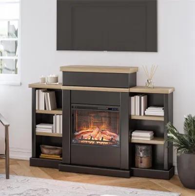 Gateswood Electric Fireplace with Mantel and Bookcase