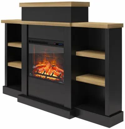 Gateswood Electric Fireplace with Mantel and Bookcase