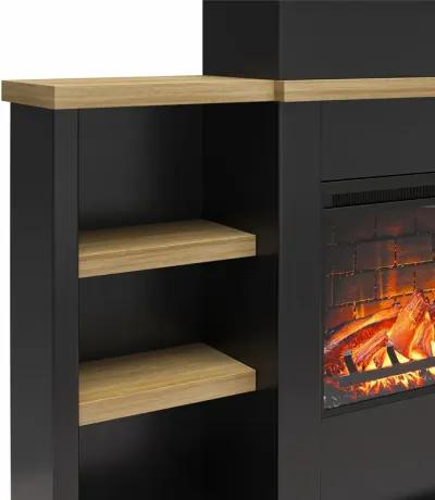 Gateswood Electric Fireplace with Mantel and Bookcase