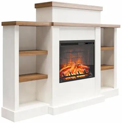 Gateswood Electric Fireplace with Mantel and Bookcase