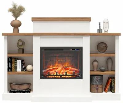 Gateswood Electric Fireplace with Mantel and Bookcase