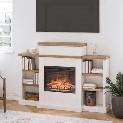 Gateswood Electric Fireplace with Mantel and Bookcase