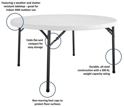 Commercial 5' Round Blow Mold Table