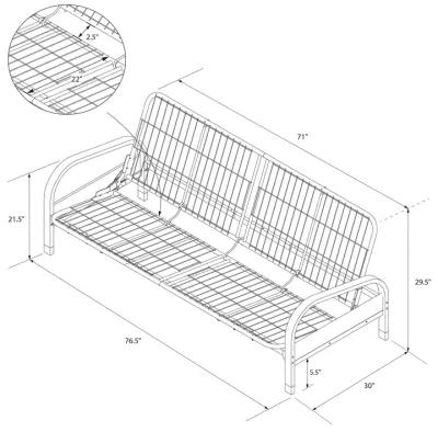 Millie Convertible Metal Frame Futon Sofa with Coil Mattress