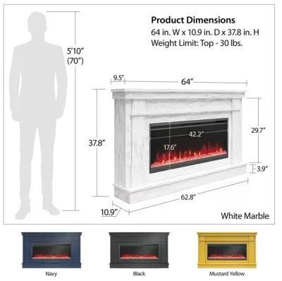 Waverly Wide Mantel with Linear Electric Fireplace & Crystal Ember Bed